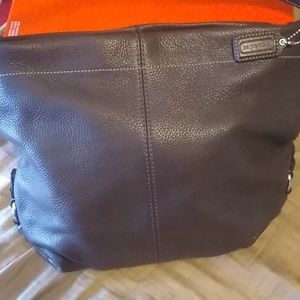 Large mahogany leather duffle bag coach